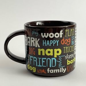Dog Coffee Mug Woof Brown Dog Words Pet Cup
